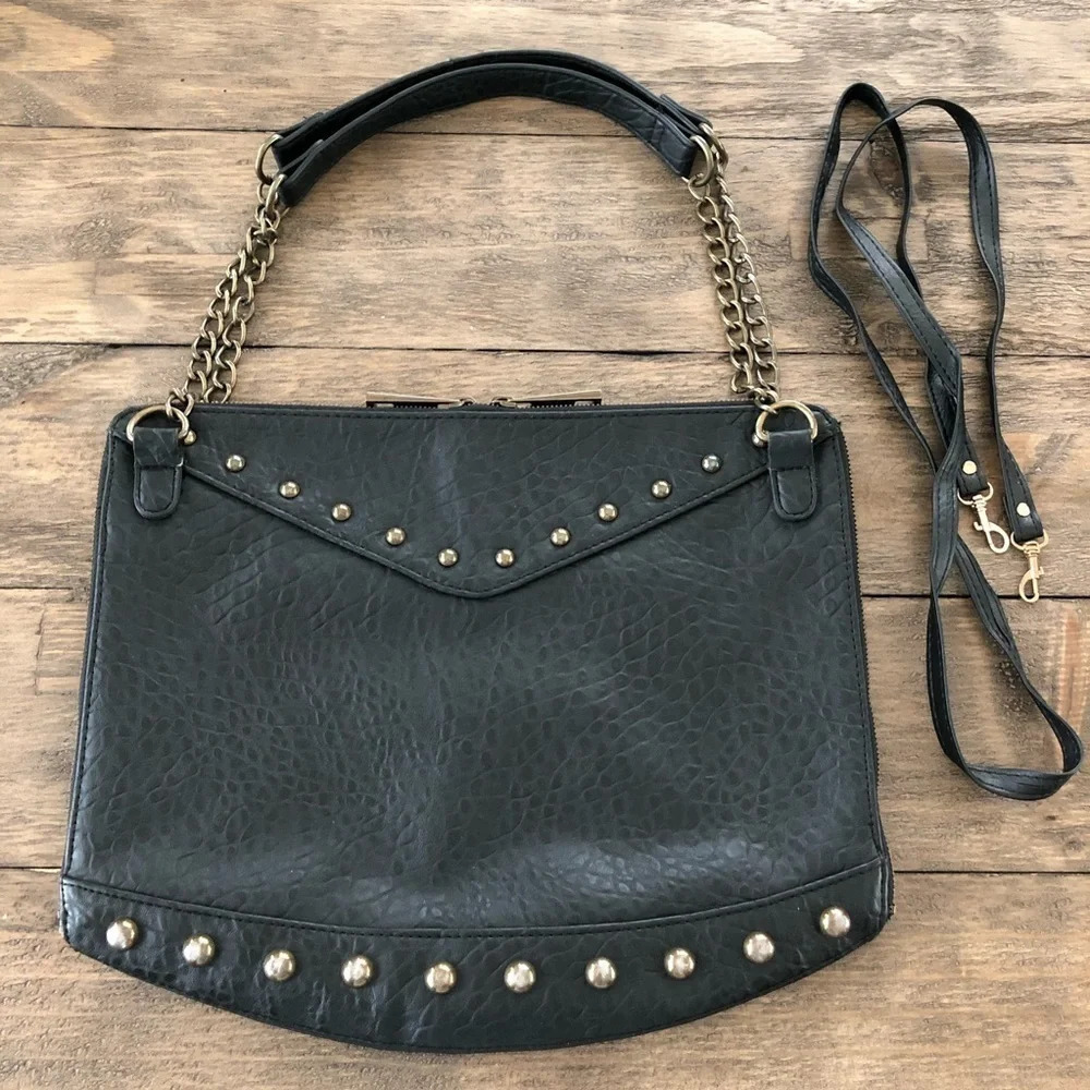 Nicki Minaj Black Faux Leather Stud Shoulder Bag‎